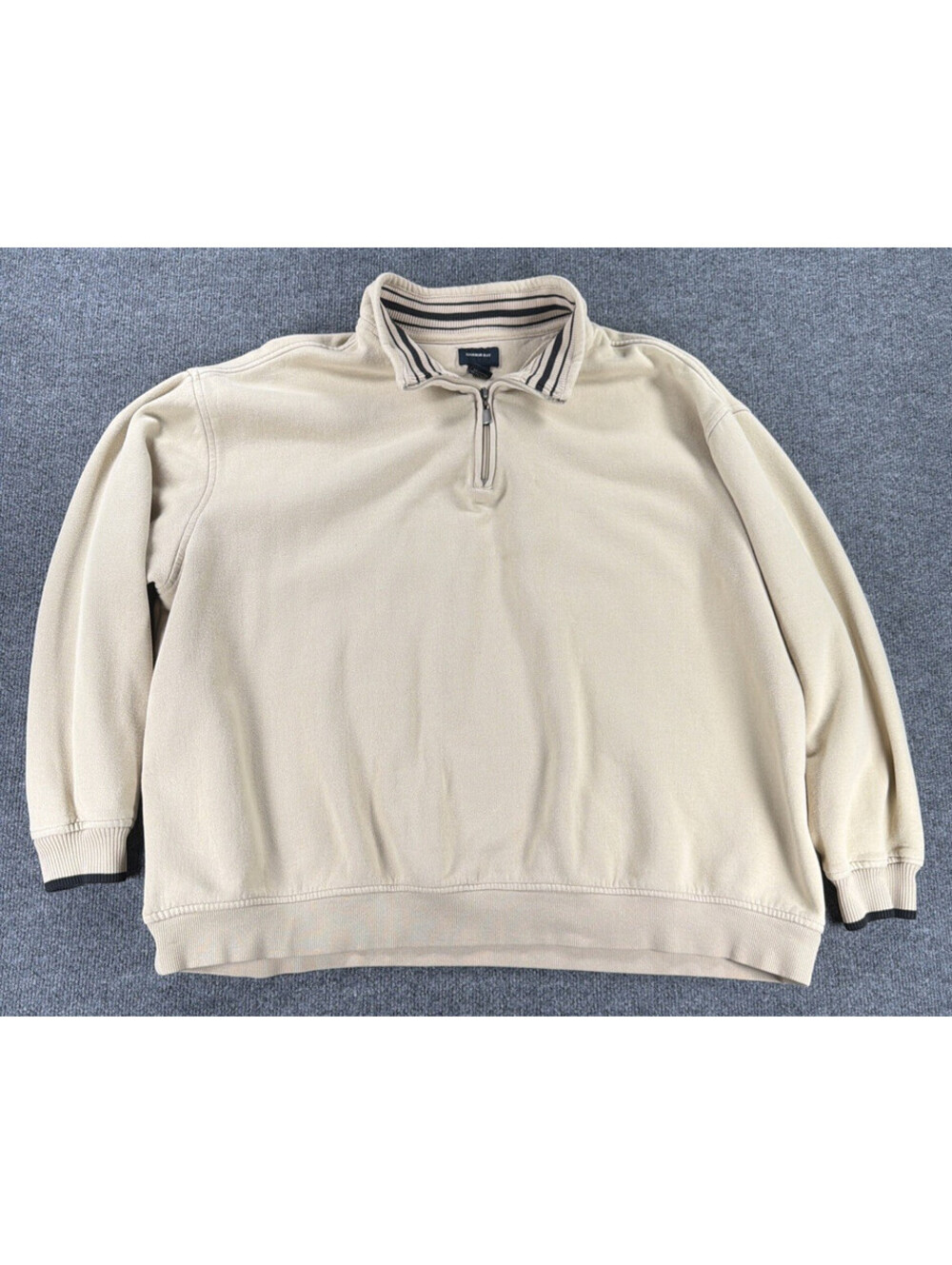 Harbor Bay 1/4 Zip Sweater Beige Pullover Long Sleeve-Men's 4XL